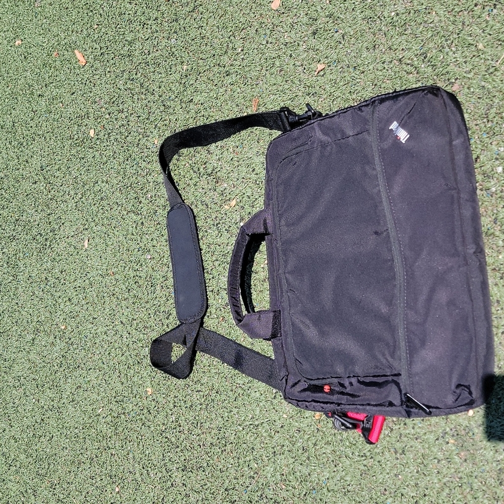 ThinkPad, black, laptop/shoulder bag, red zipper